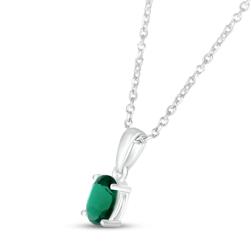 Lab-Created Emerald Birthstone Necklace Sterling Silver 18"
