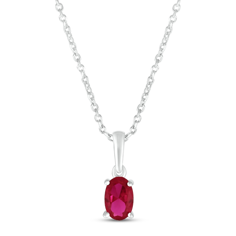 Main Image 1 of Lab-Created Ruby Birthstone Necklace Sterling Silver 18&quot;