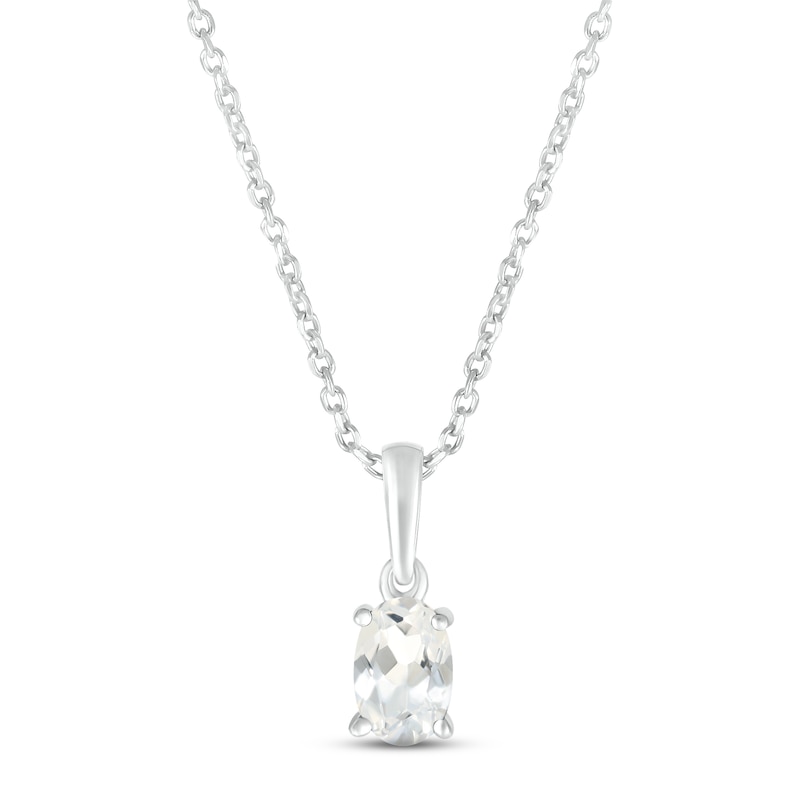 Main Image 1 of White Lab-Created Sapphire Birthstone Necklace Sterling Silver 18"