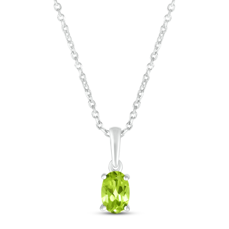 Peridot Birthstone Necklace Sterling Silver 18"