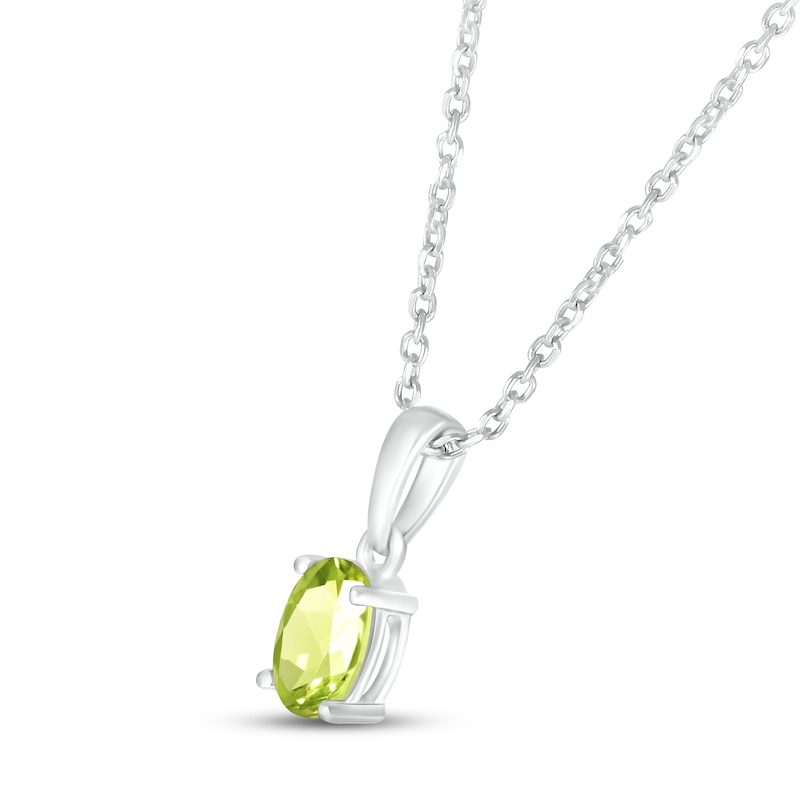 Peridot Birthstone Necklace Sterling Silver 18"