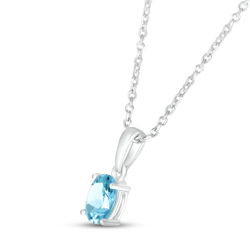 Main Image 2 of Swiss Blue Topaz Birthstone Necklace Sterling Silver 18"