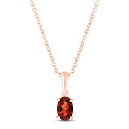 Garnet Birthstone Necklace 10K Rose Gold 18"