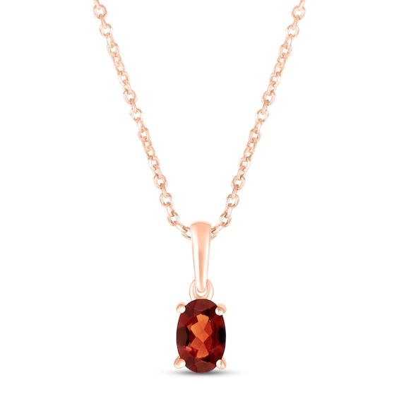 Garnet Birthstone Necklace 10K Rose Gold 18