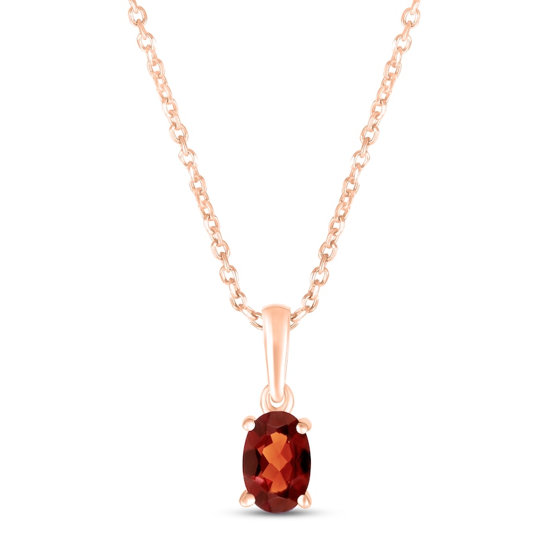 Main Image 1 of Garnet Birthstone Necklace 10K Rose Gold 18&quot;
