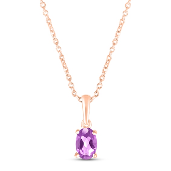 Amethyst Birthstone Necklace 10K Rose Gold 18"