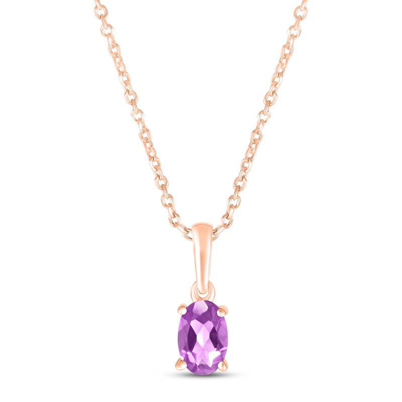 Main Image 1 of Amethyst Birthstone Necklace 10K Rose Gold 18&quot;