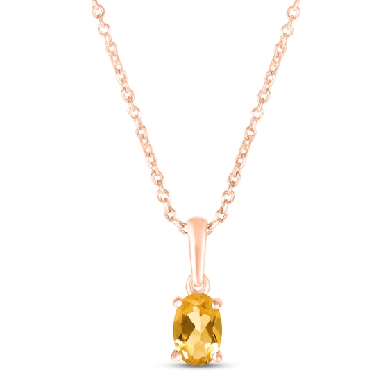 Citrine Birthstone Necklace 10K Rose Gold 18