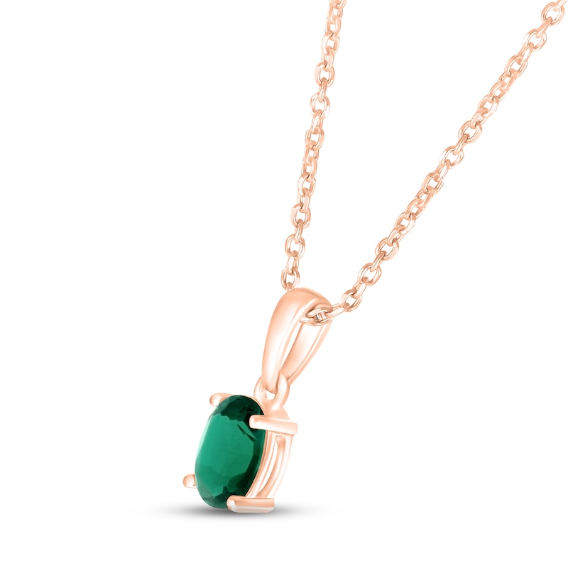 Main Image 2 of Lab-Created Emerald Birthstone Necklace 10K Rose Gold 18"