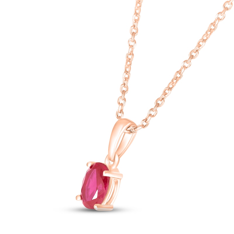Main Image 2 of Lab-Created Ruby Birthstone Necklace 10K Rose Gold 18&quot;