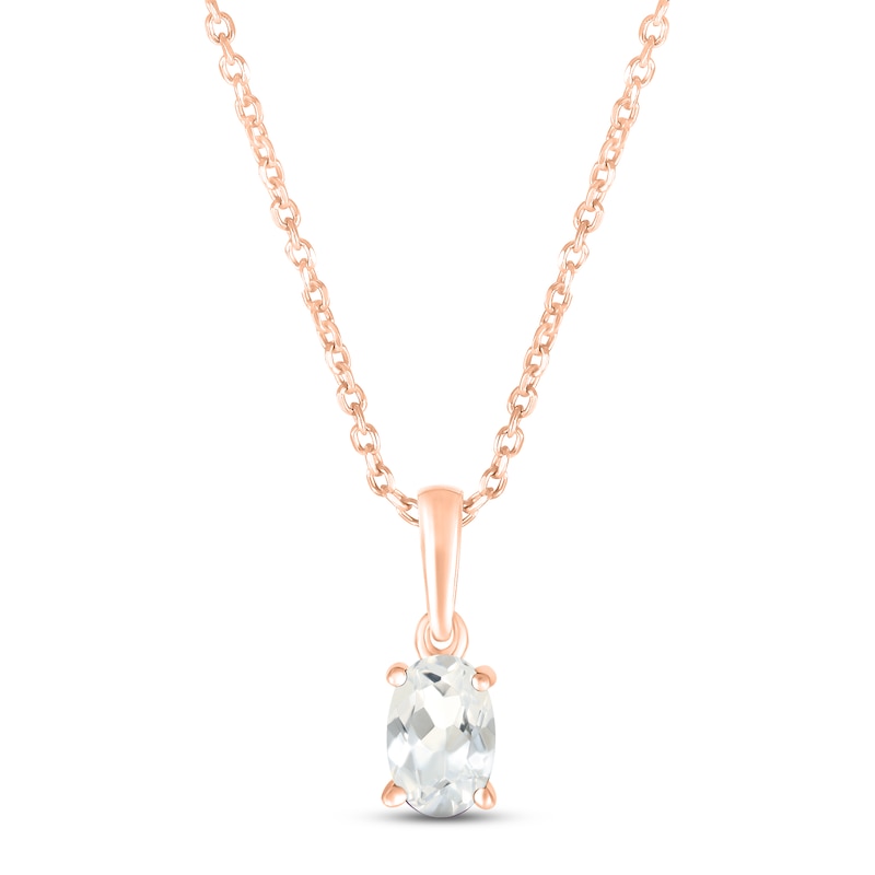 Main Image 1 of White Lab-Created Sapphire Birthstone Necklace 10K Rose Gold 18&quot;