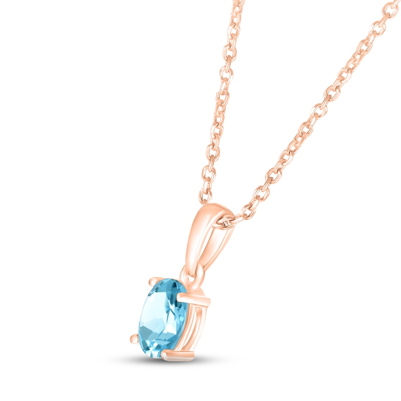 Main Image 2 of Swiss Blue Topaz Birthstone Necklace 10K Rose Gold 18&quot;