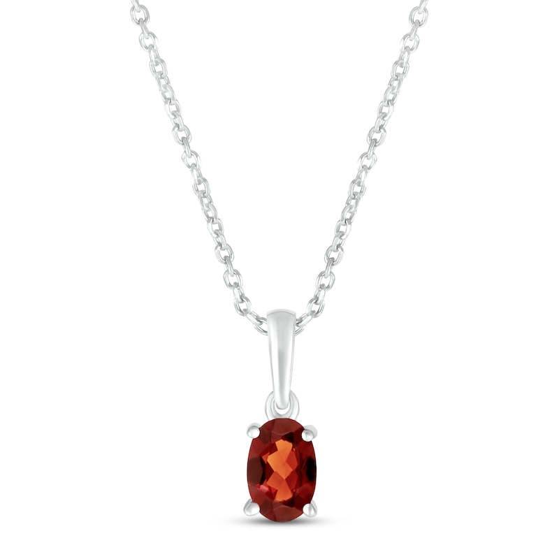 Garnet Birthstone Necklace 10K White Gold 18"