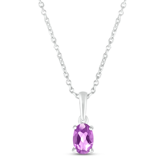 Amethyst Birthstone Necklace 10K White Gold 18"