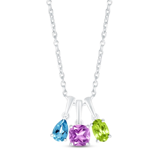 Thumbnail Image 3 of Lab-Created Opal Birthstone Necklace 10K White Gold 18"
