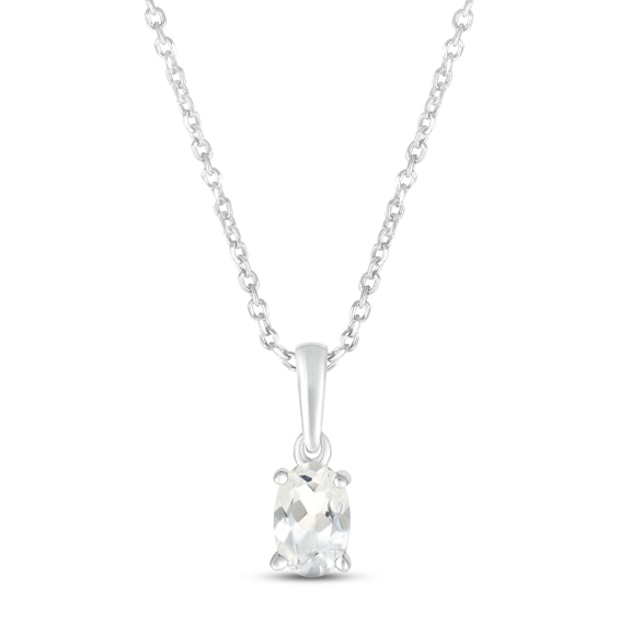 White Lab-Created Sapphire Birthstone Necklace 10K White Gold 18"