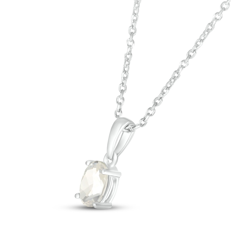 Main Image 2 of White Lab-Created Sapphire Birthstone Necklace 10K White Gold 18&quot;