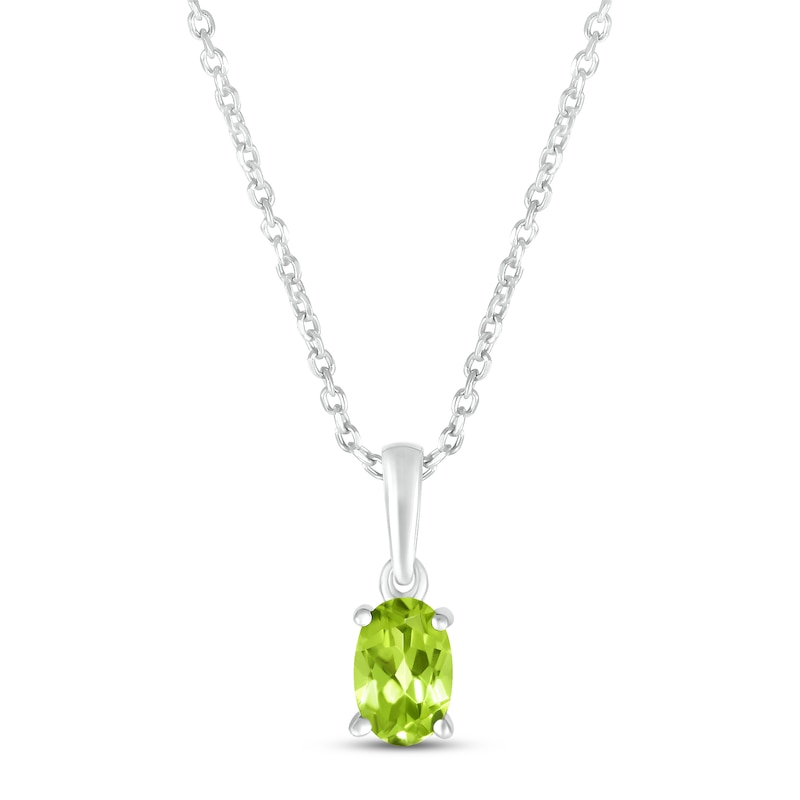 Peridot Birthstone Necklace 10K White Gold 18"