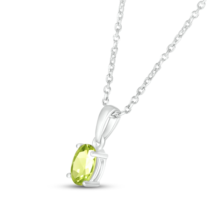 Main Image 2 of Peridot Birthstone Necklace 10K White Gold 18&quot;