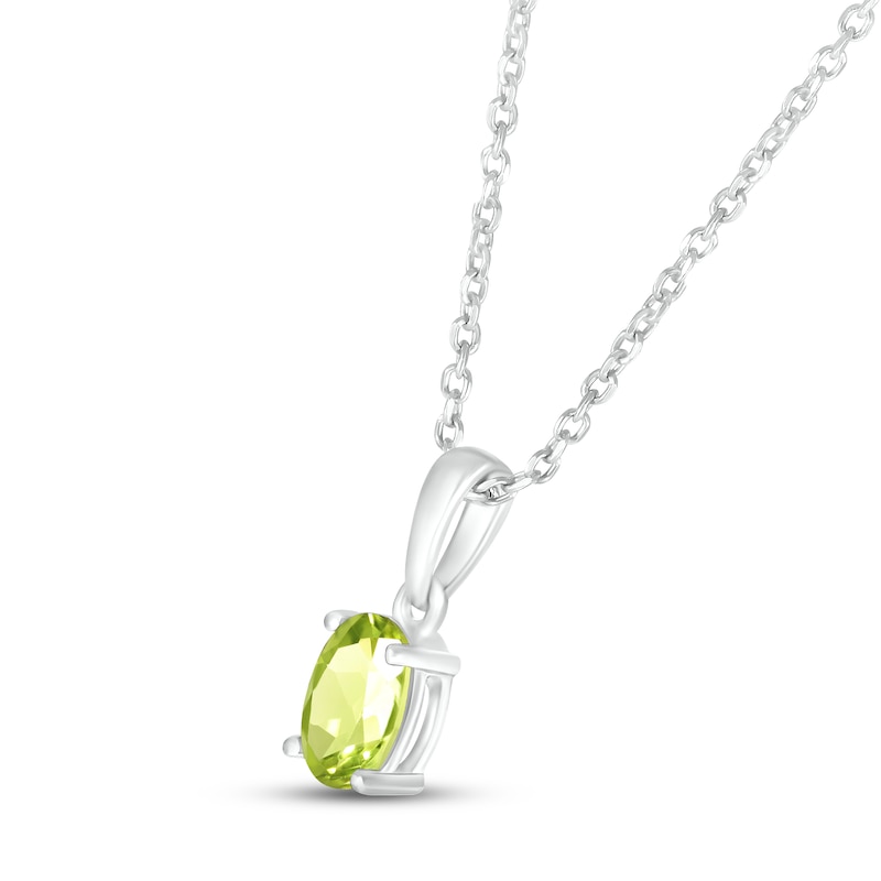 Peridot Birthstone Necklace 10K White Gold 18"