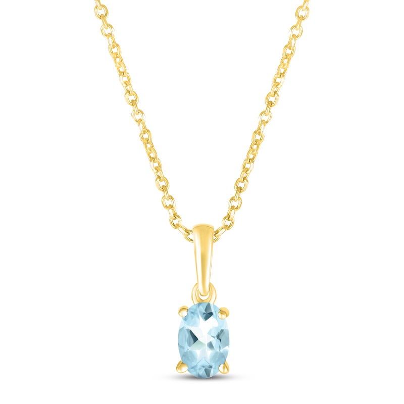 Main Image 1 of Aquamarine Birthstone Necklace 10K Yellow Gold 18&quot;