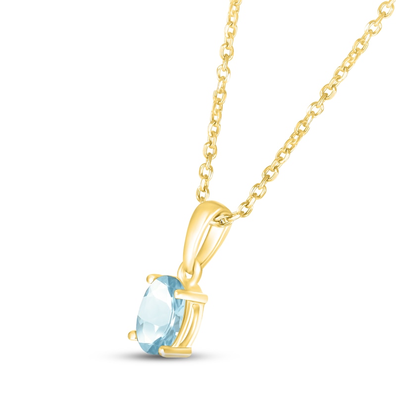 Aquamarine Birthstone Necklace 10K Yellow Gold 18"