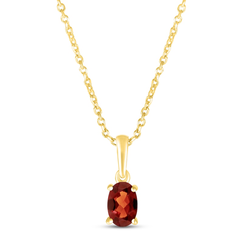 Main Image 1 of Garnet Birthstone Necklace 10K Yellow Gold 18"
