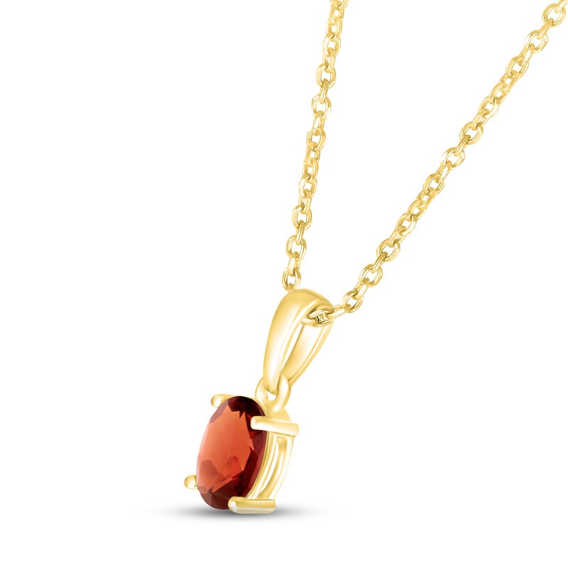 Garnet Birthstone Necklace 10K Yellow Gold 18"