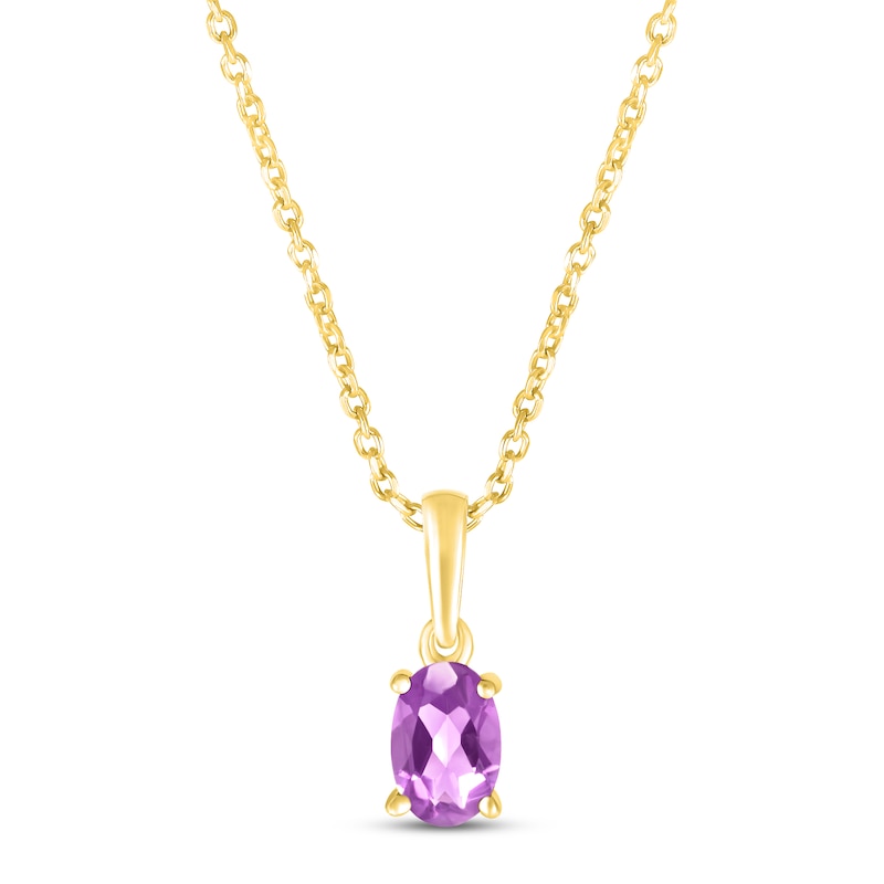 Main Image 1 of Amethyst Birthstone Necklace 10K Yellow Gold 18&quot;