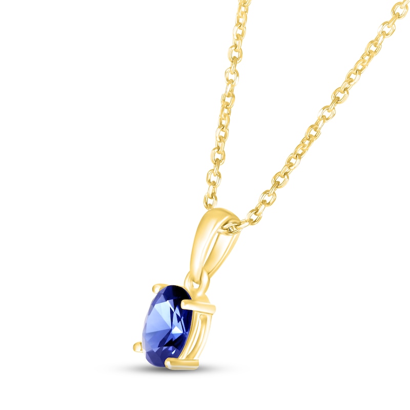 Main Image 2 of Blue Lab-Created Sapphire Birthstone Necklace 10K Yellow Gold 18&quot;