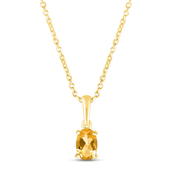 Citrine Birthstone Necklace 10K Yellow Gold 18"