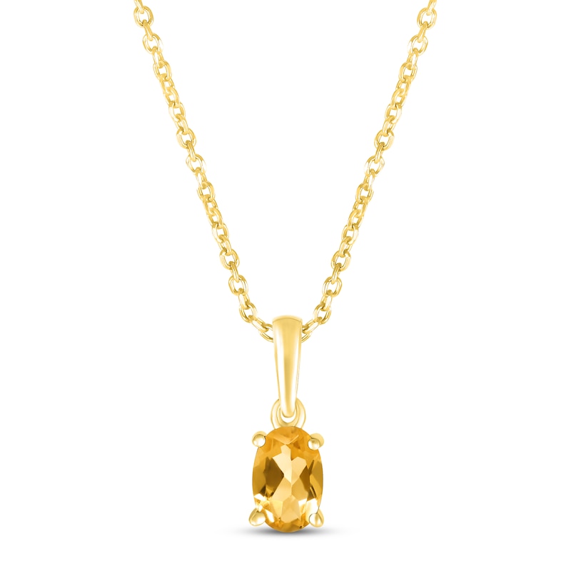 Main Image 1 of Citrine Birthstone Necklace 10K Yellow Gold 18"
