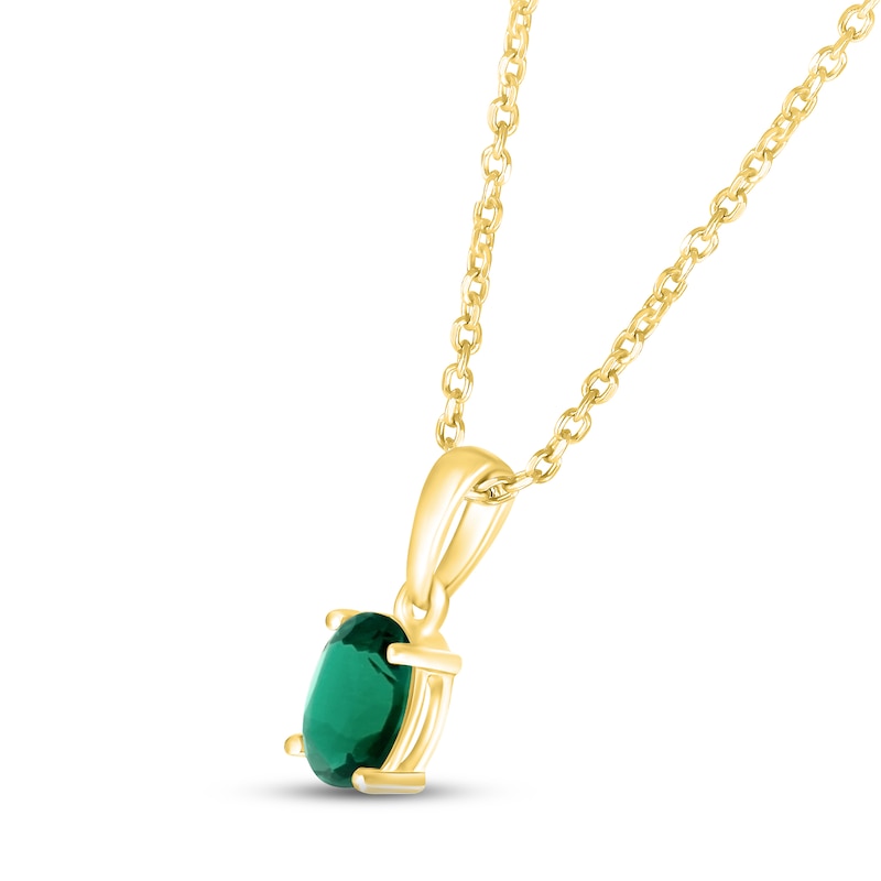 Main Image 2 of Lab-Created Emerald Birthstone Necklace 10K Yellow Gold 18&quot;