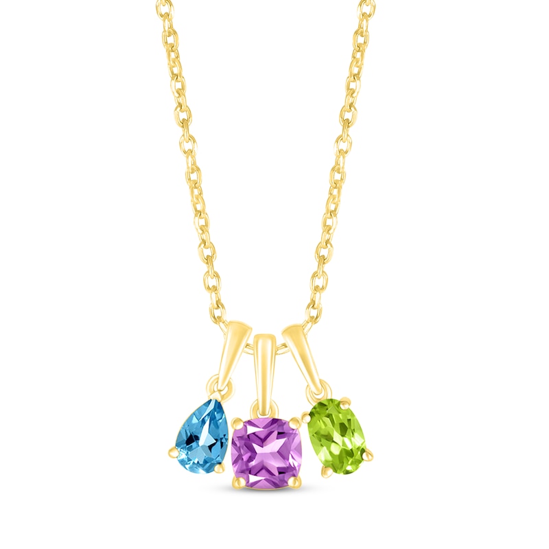 Lab-Created Opal Birthstone Necklace 10K Yellow Gold 18"