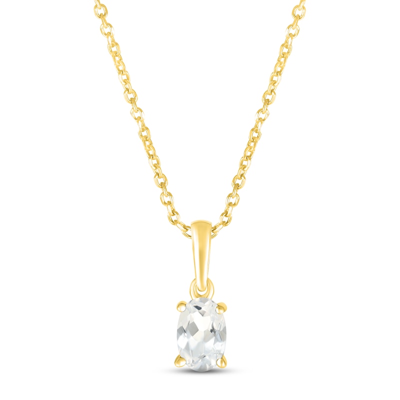 Main Image 1 of White Lab-Created Sapphire Birthstone Necklace 10K Yellow Gold 18"
