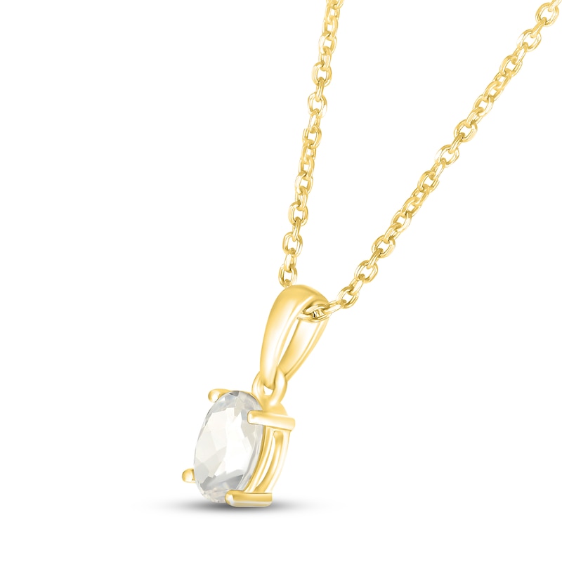 Main Image 2 of White Lab-Created Sapphire Birthstone Necklace 10K Yellow Gold 18"