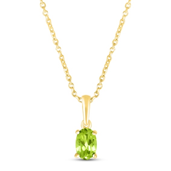 Peridot Birthstone Necklace 10K Yellow Gold 18"
