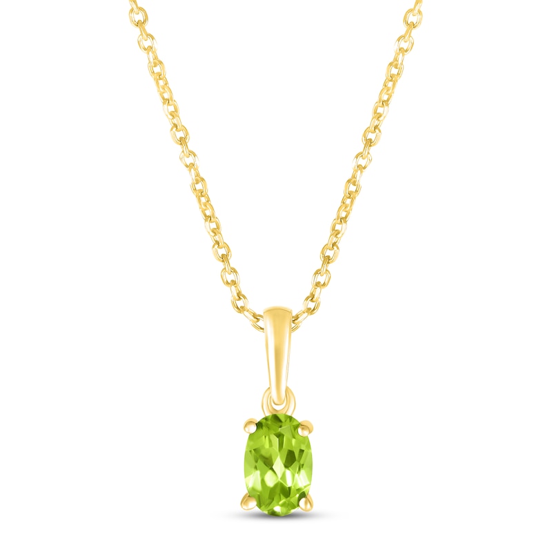 Main Image 1 of Peridot Birthstone Necklace 10K Yellow Gold 18&quot;