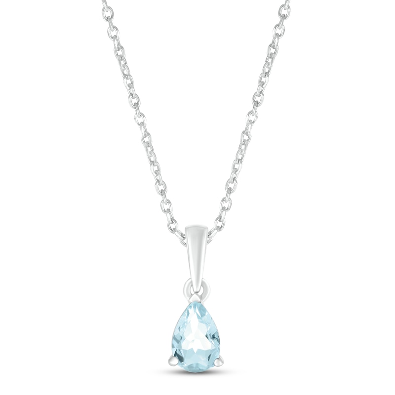Main Image 1 of Aquamarine Birthstone Necklace Sterling Silver 18&quot;