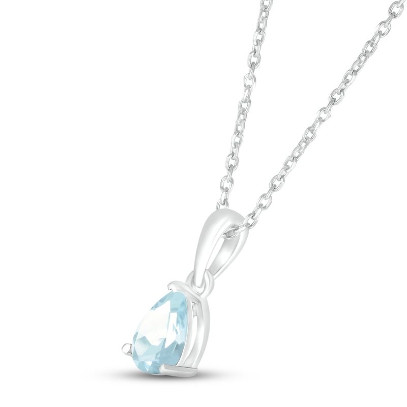 Aquamarine Birthstone Necklace Sterling Silver 18"