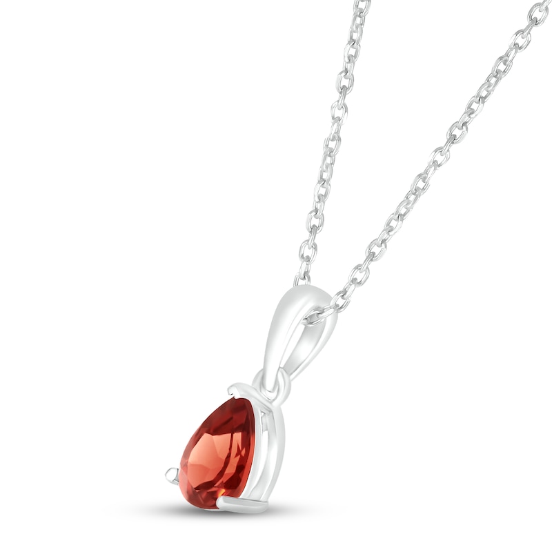 Main Image 2 of Garnet Birthstone Necklace Sterling Silver 18"