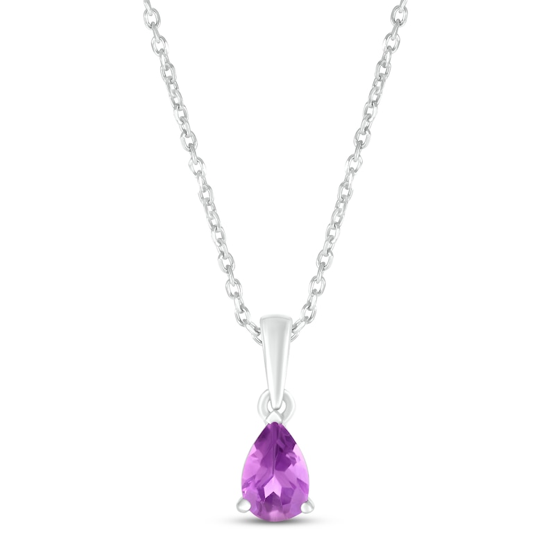 Amethyst Birthstone Necklace Sterling Silver 18"