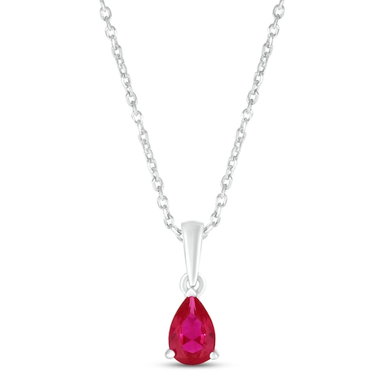 Lab-Created Ruby Birthstone Necklace Sterling Silver 18"