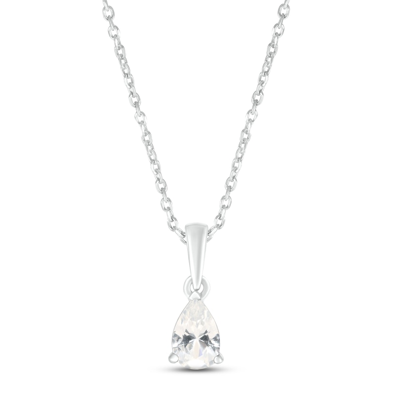 Main Image 1 of White Lab-Created Sapphire Birthstone Necklace Sterling Silver 18&quot;