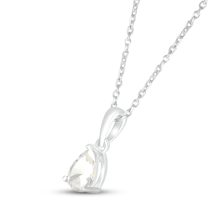 Main Image 2 of White Lab-Created Sapphire Birthstone Necklace Sterling Silver 18&quot;