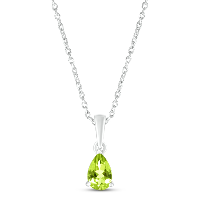 Main Image 1 of Peridot Birthstone Necklace Sterling Silver 18&quot;
