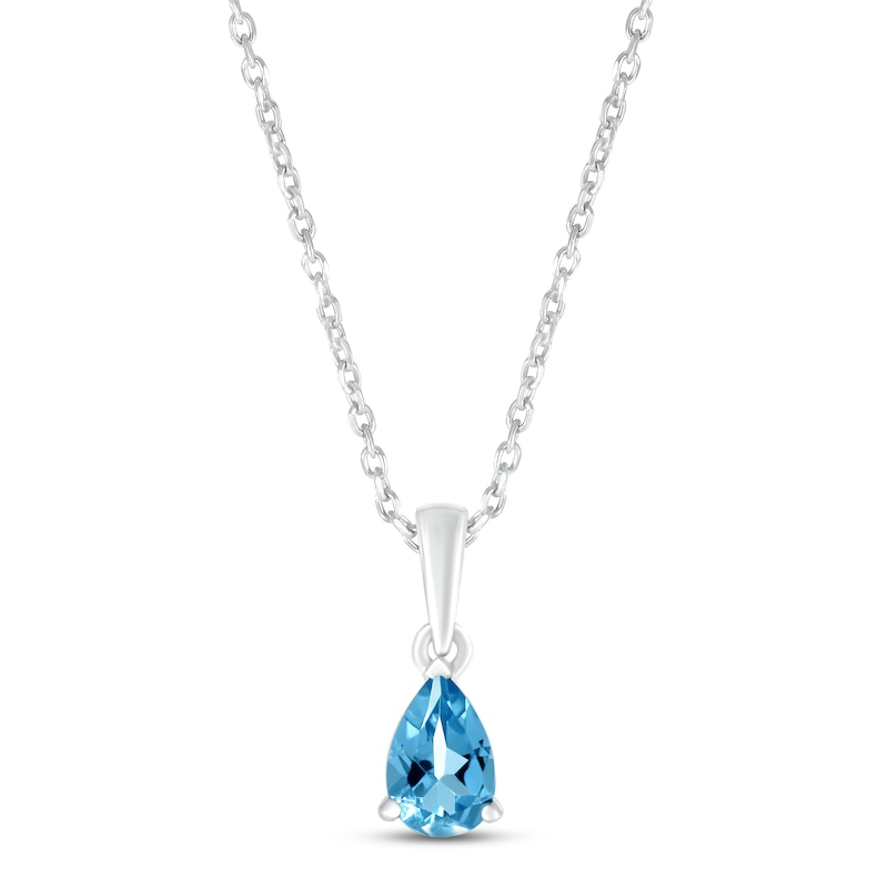 Swiss Blue Topaz Birthstone Necklace Sterling Silver 18"