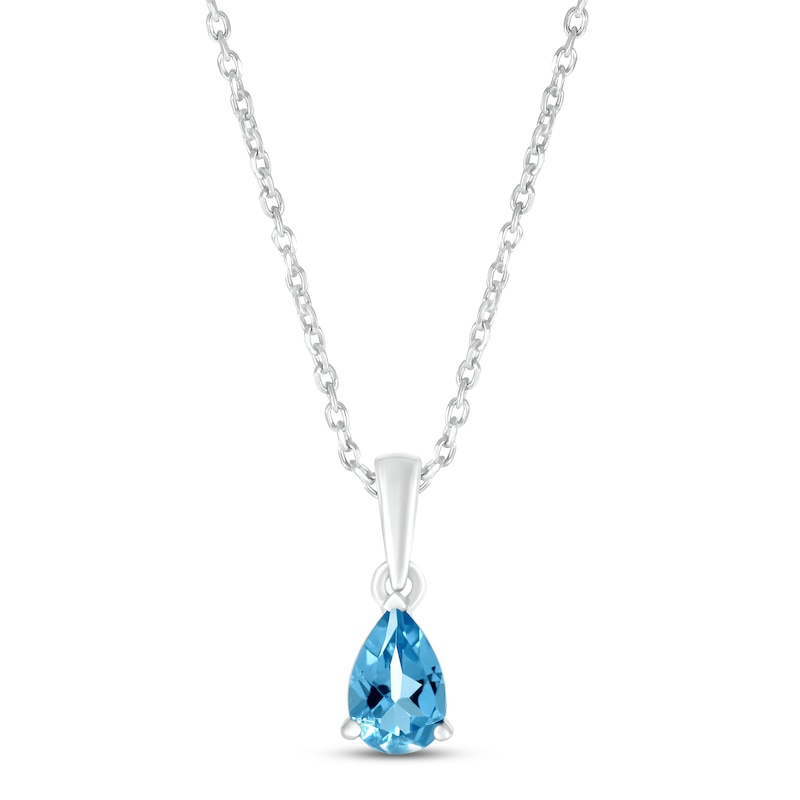 Main Image 1 of Swiss Blue Topaz Birthstone Necklace Sterling Silver 18"