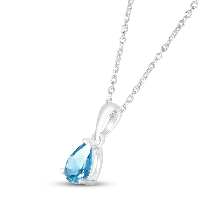 Main Image 2 of Swiss Blue Topaz Birthstone Necklace Sterling Silver 18"