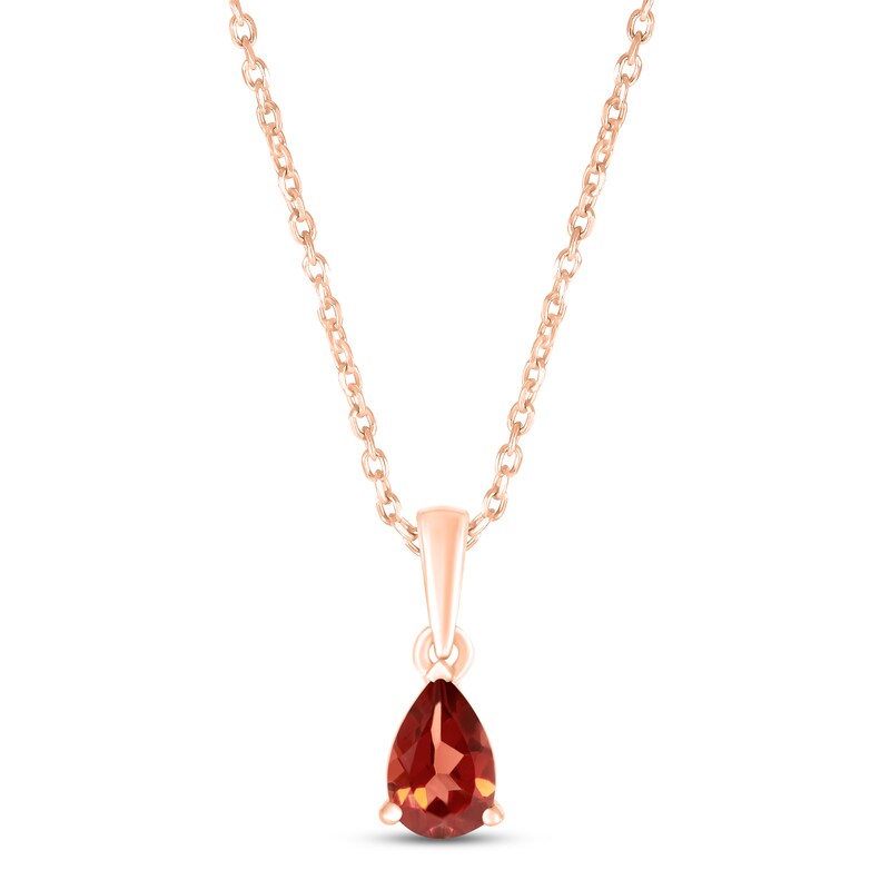 Main Image 1 of Garnet Birthstone Necklace 10K Rose Gold 18"